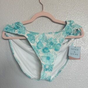 Shade & Shore Women's Floral Bikini Bottom - Teal and White